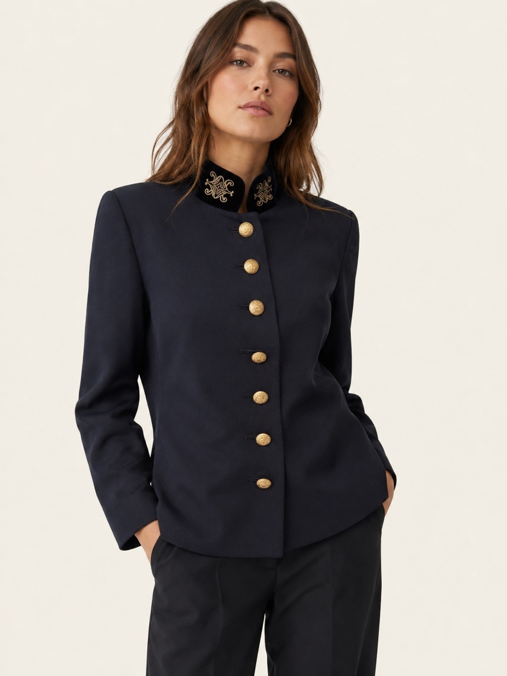 Mondi Vintage Navy Military Blazer Gold Button Wool Jacket Germany 36 - US 4/6